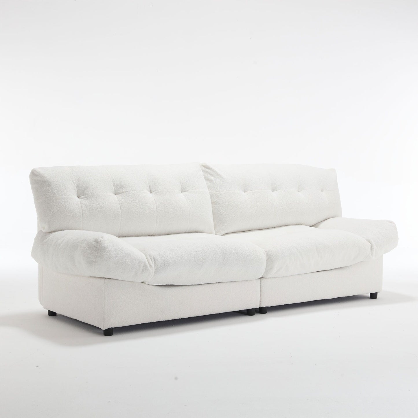 Divano a 2 posti in tessuto bianco da 96,46'' con comodo design imbottito, stile nuvola e piedini in plastica per il soggiorno
