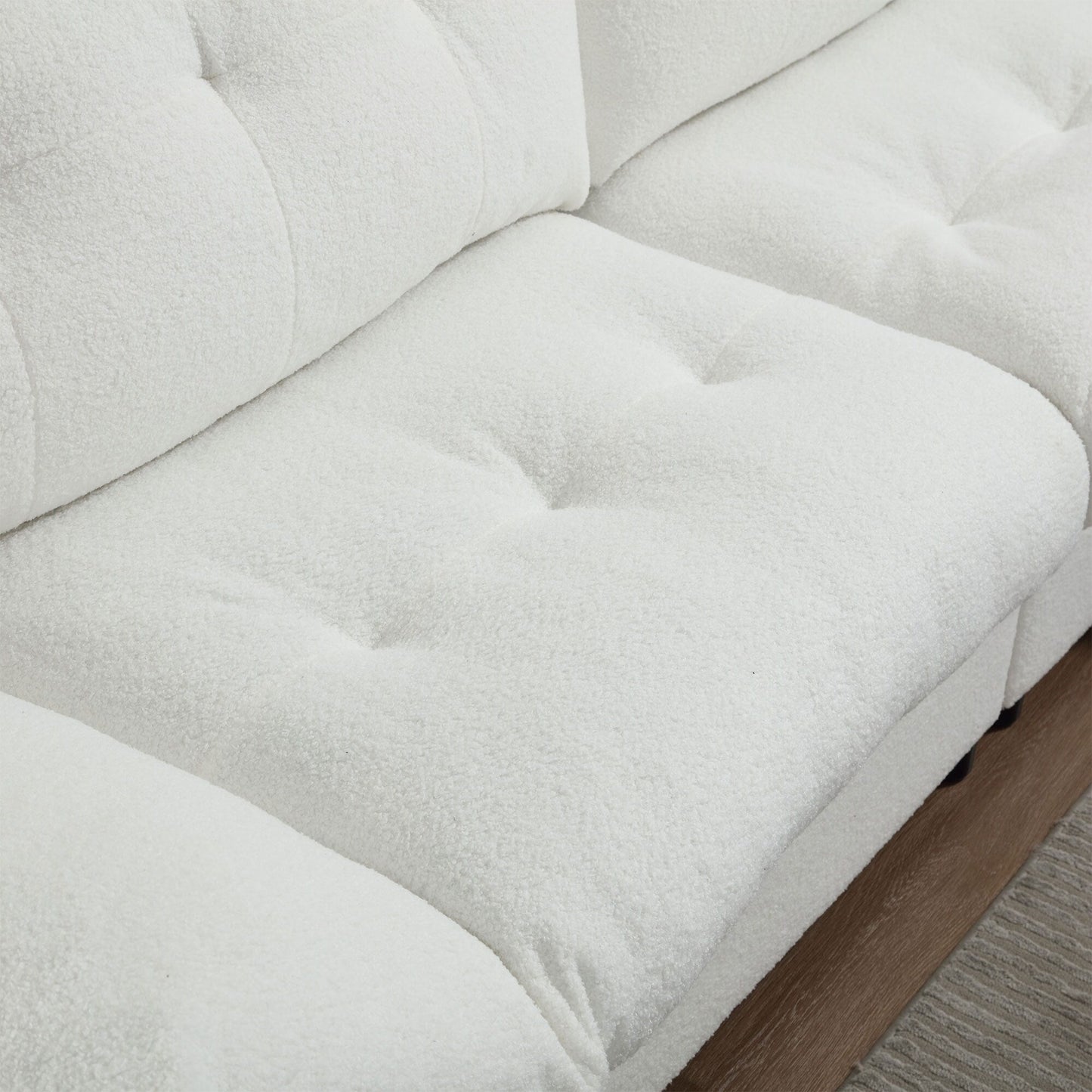 Divano a 2 posti in tessuto bianco da 96,46'' con comodo design imbottito, stile nuvola e piedini in plastica per il soggiorno