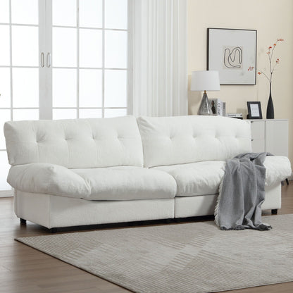 Divano a 2 posti in tessuto bianco da 96,46'' con comodo design imbottito, stile nuvola e piedini in plastica per il soggiorno