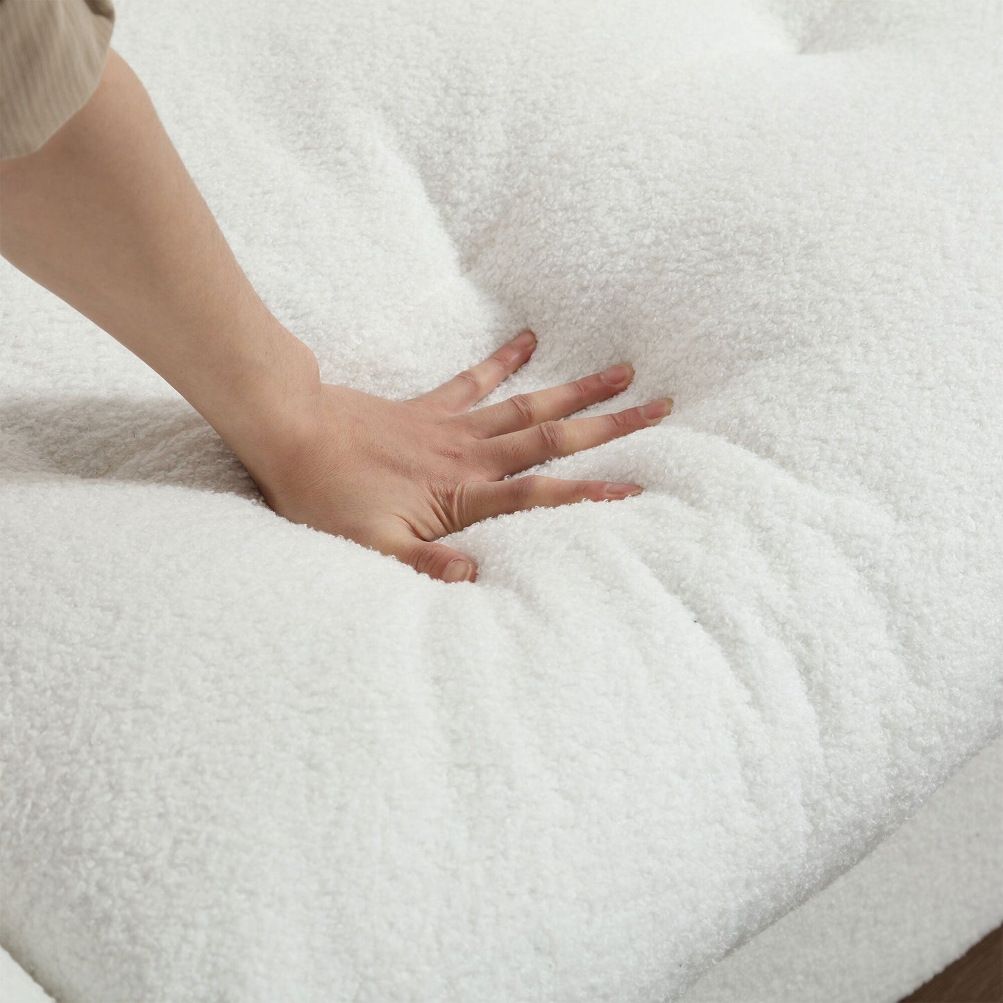 Divano a 2 posti in tessuto bianco da 96,46'' con comodo design imbottito, stile nuvola e piedini in plastica per il soggiorno