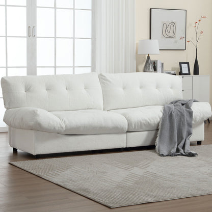 Divano a 2 posti in tessuto bianco da 96,46'' con comodo design imbottito, stile nuvola e piedini in plastica per il soggiorno