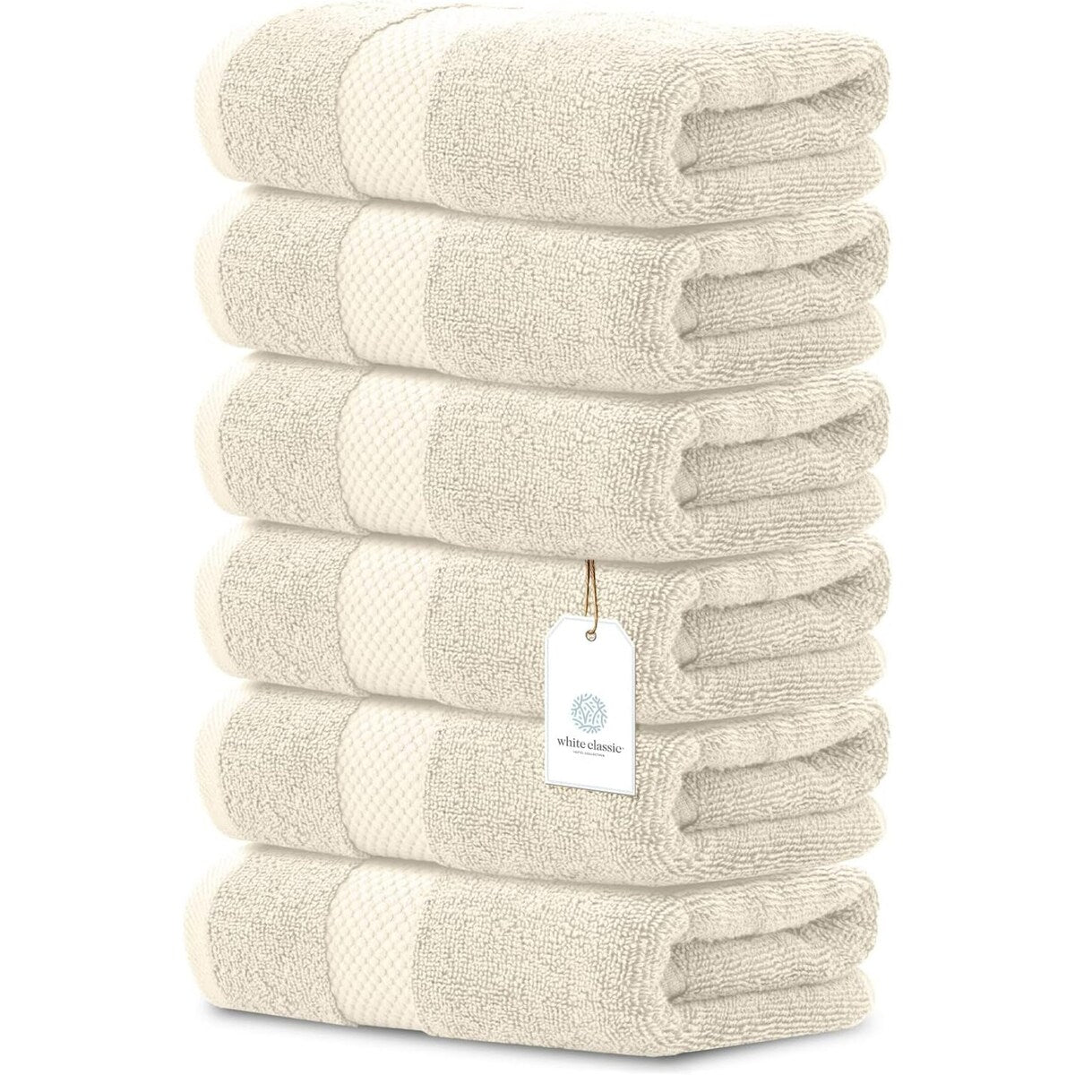 Asciugamano in cotone di lusso classico bianco 16x30 - Set di 6