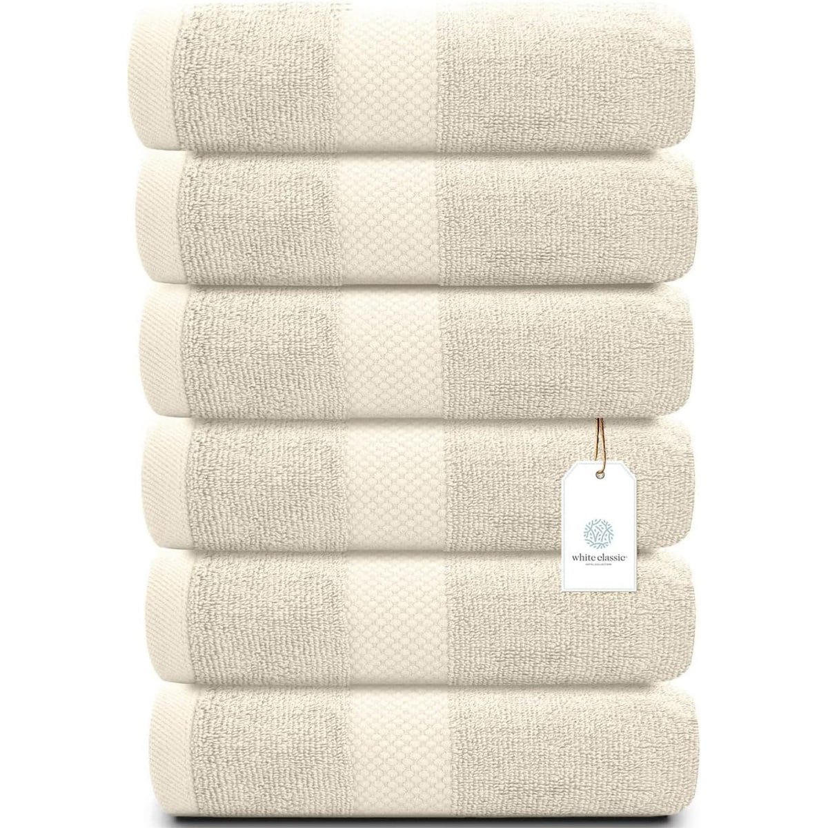 Asciugamano in cotone di lusso classico bianco 16x30 - Set di 6