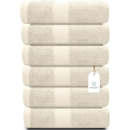 Asciugamano in cotone di lusso classico bianco 16x30 - Set di 6