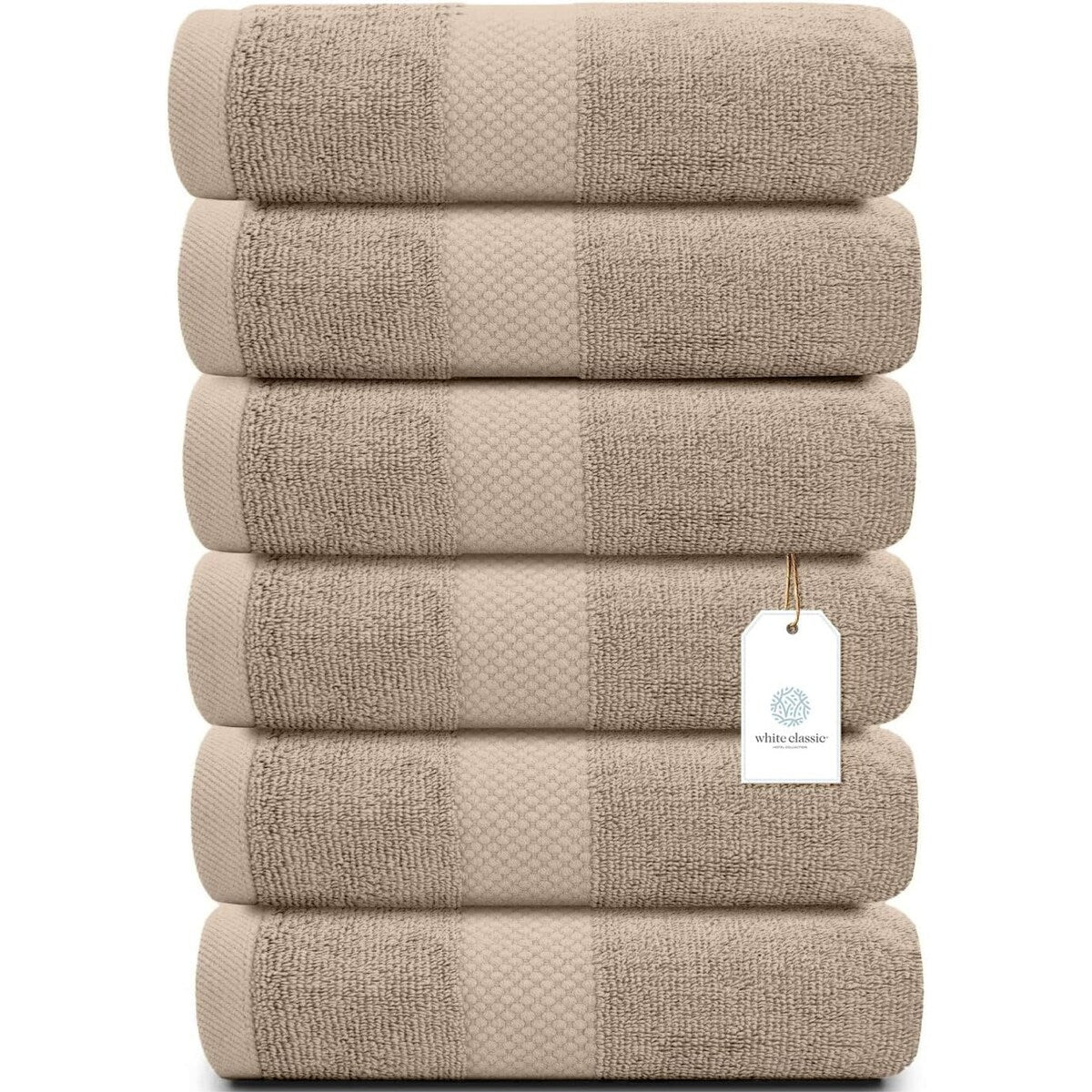 Asciugamano in cotone di lusso classico bianco 16x30 - Set di 6