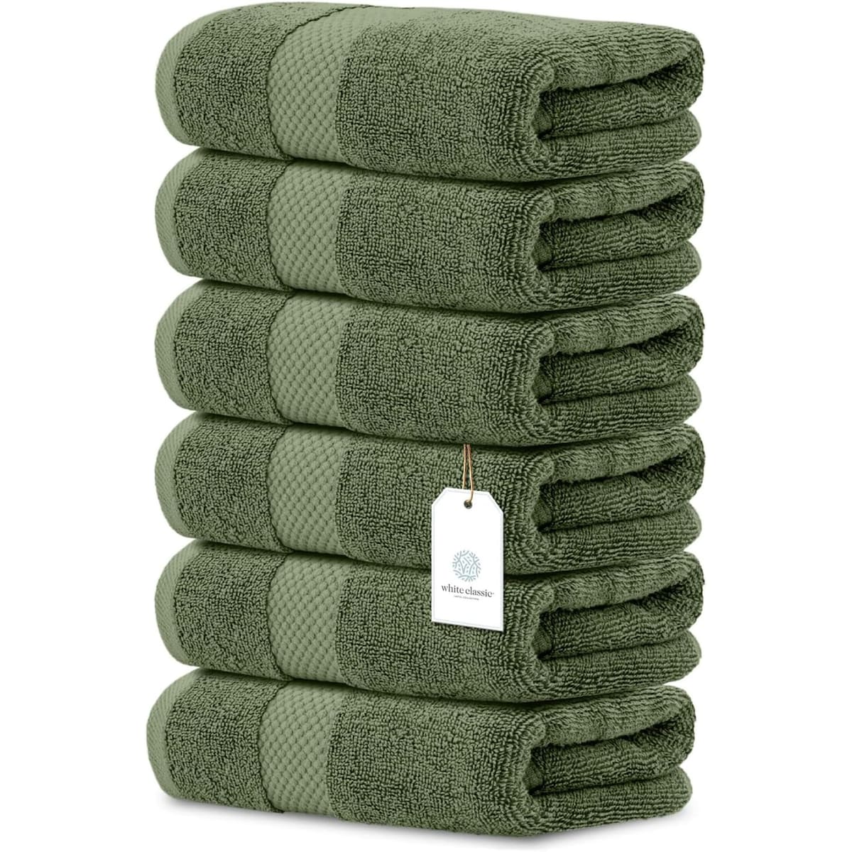 Asciugamano in cotone di lusso classico bianco 16x30 - Set di 6