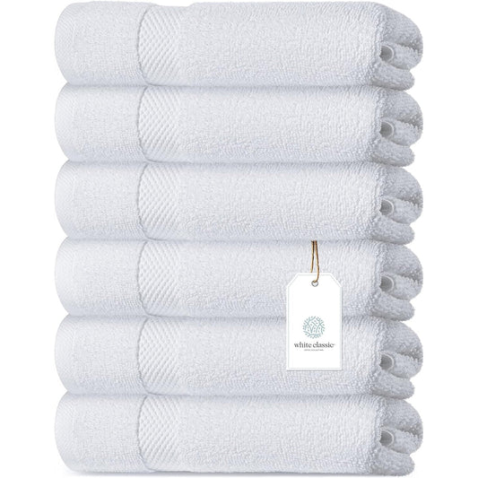 Asciugamano in cotone di lusso classico bianco 16x30 - Set di 6