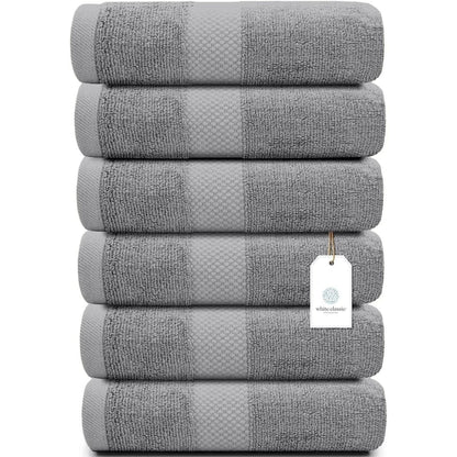 Asciugamano in cotone di lusso classico bianco 16x30 - Set di 6