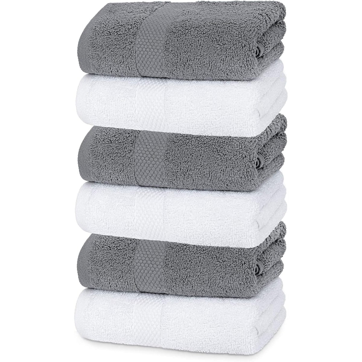 Asciugamano in cotone di lusso classico bianco 16x30 - Set di 6