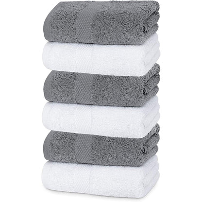 Asciugamano in cotone di lusso classico bianco 16x30 - Set di 6