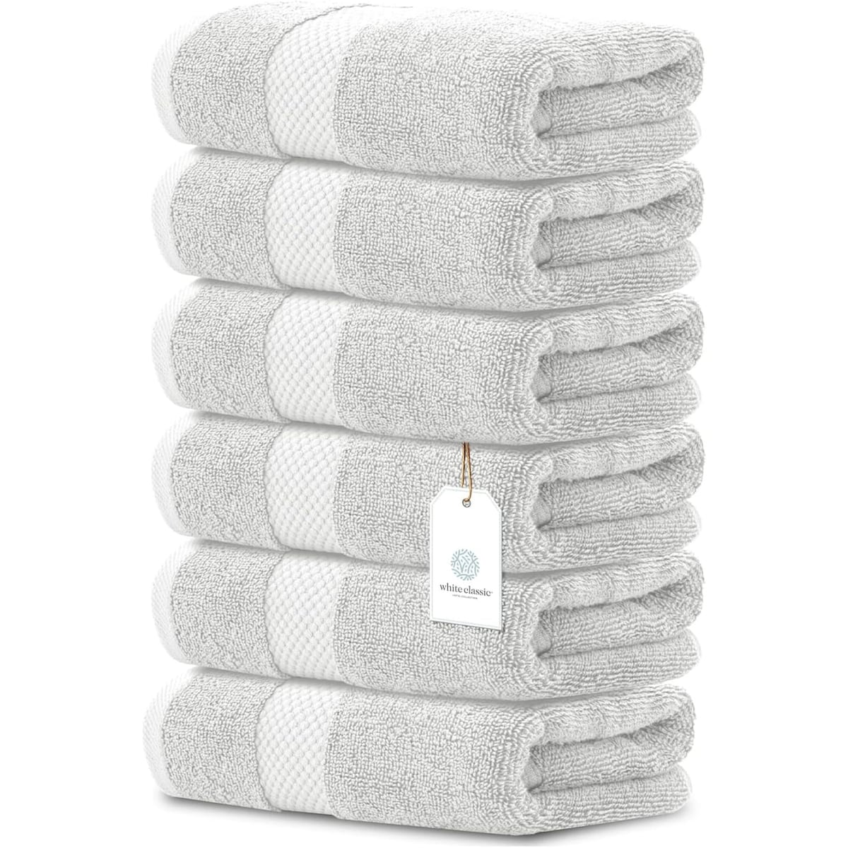 Asciugamano in cotone di lusso classico bianco 16x30 - Set di 6