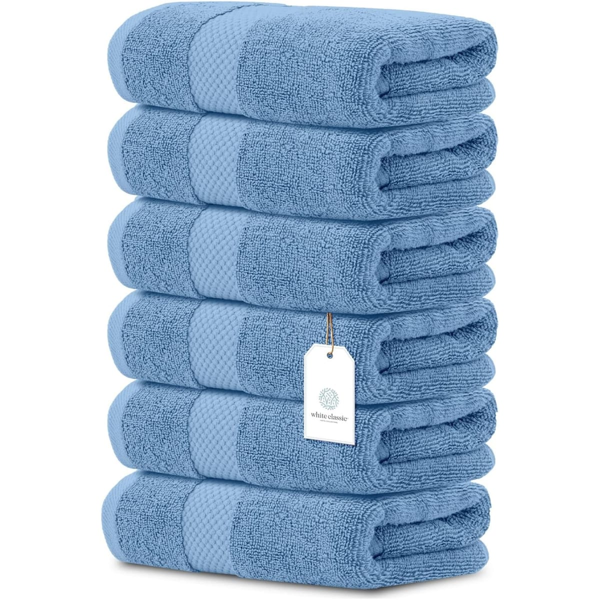 Asciugamano in cotone di lusso classico bianco 16x30 - Set di 6