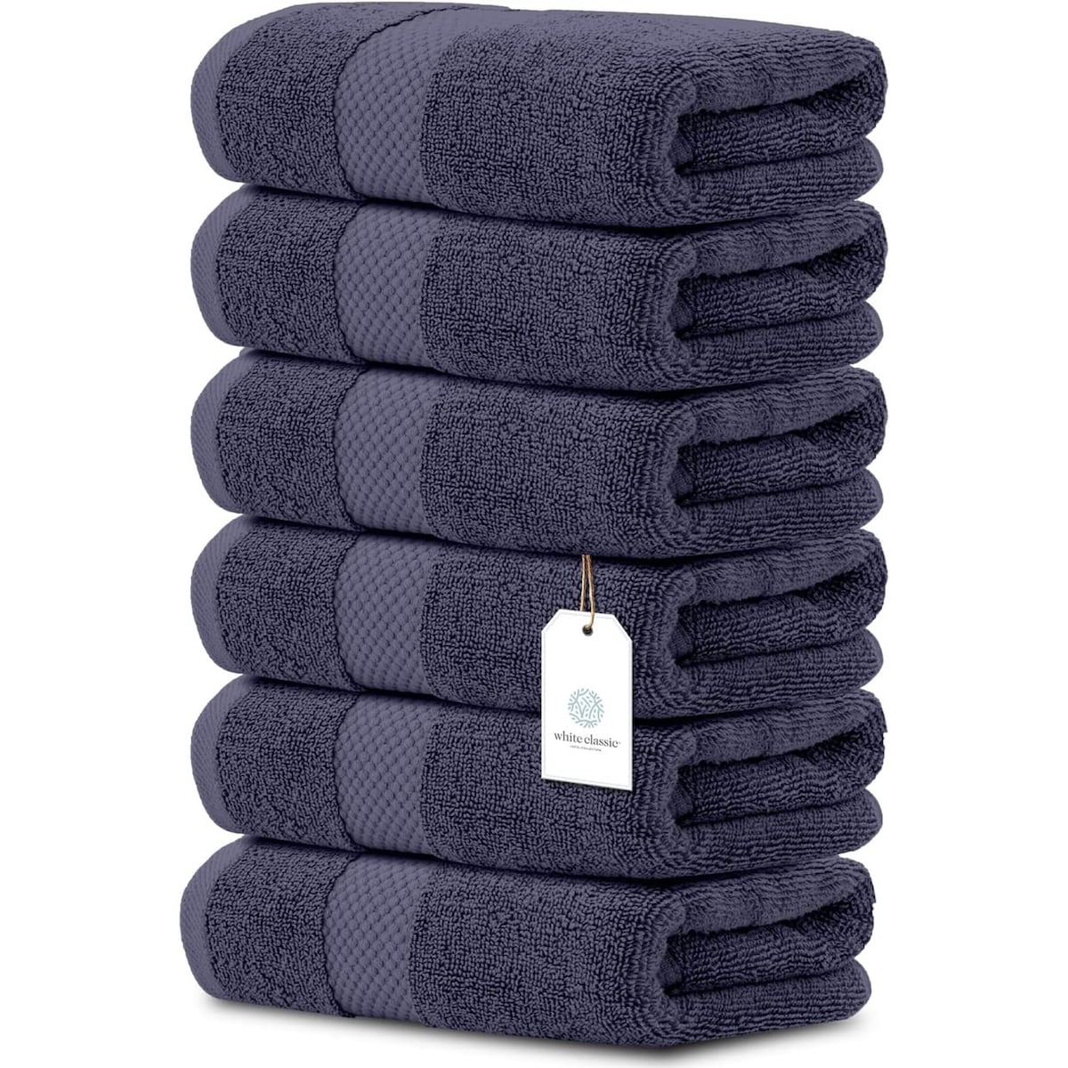 Asciugamano in cotone di lusso classico bianco 16x30 - Set di 6