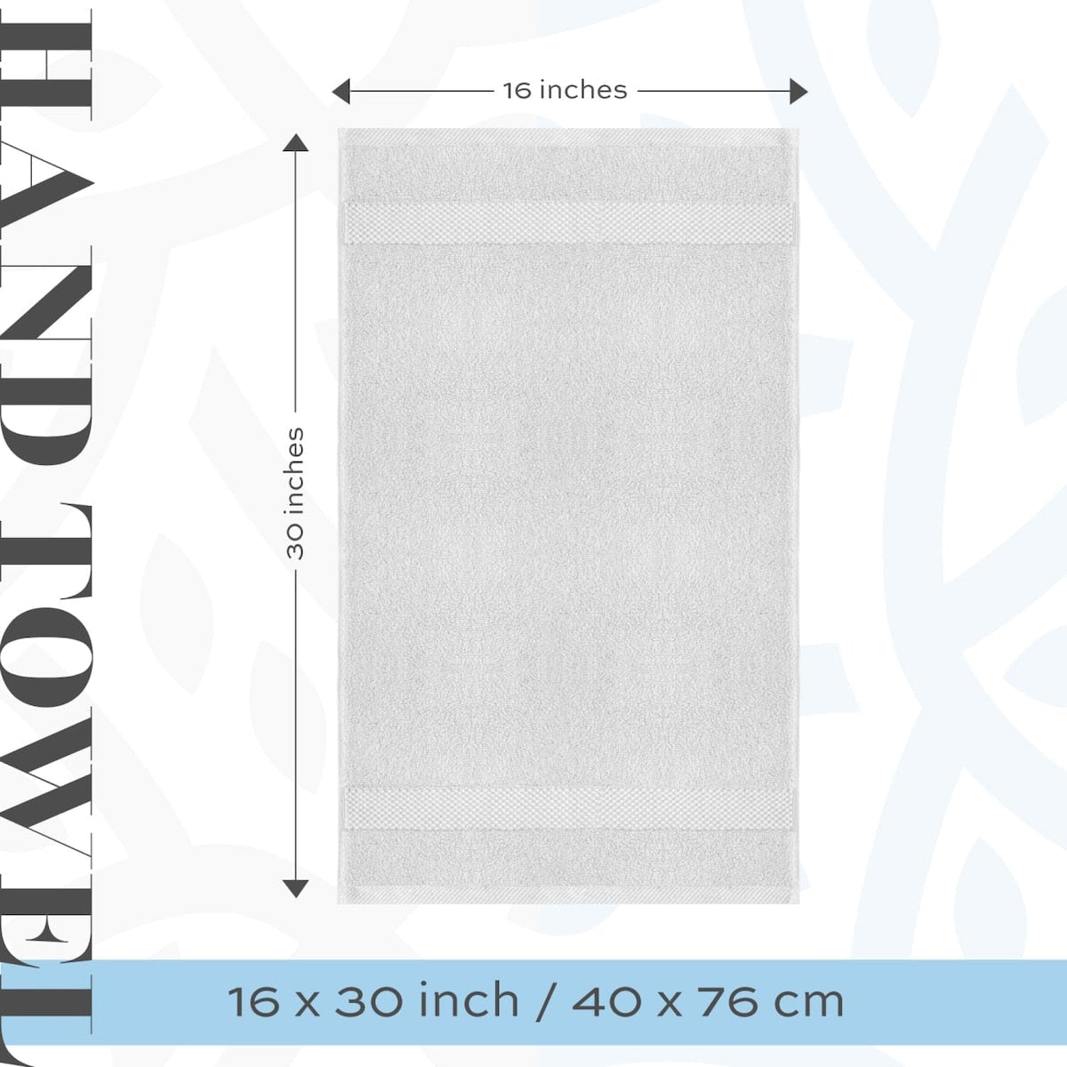 Asciugamano in cotone di lusso classico bianco 16x30 - Set di 6