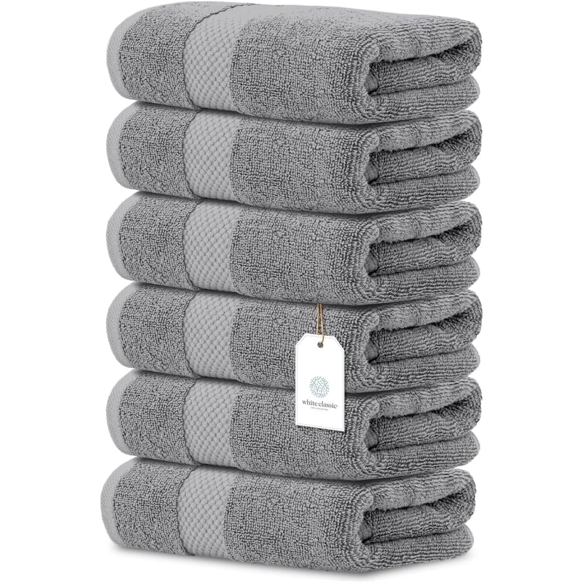 Asciugamano in cotone di lusso classico bianco 16x30 - Set di 6