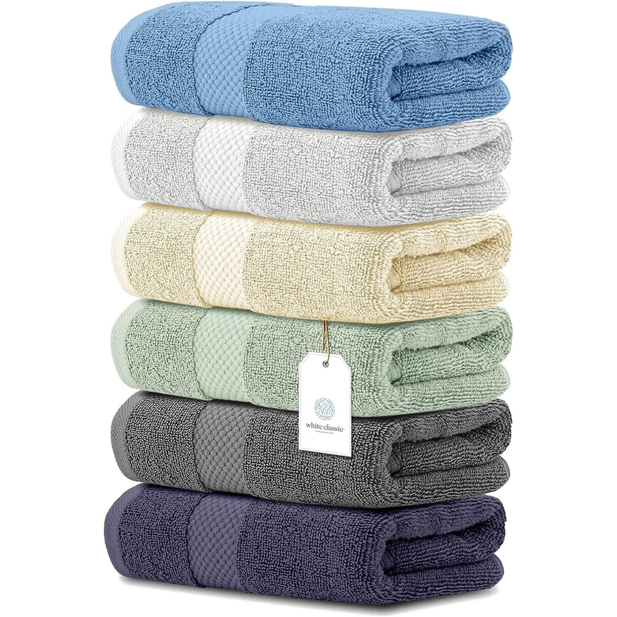 Asciugamano in cotone di lusso classico bianco 16x30 - Set di 6