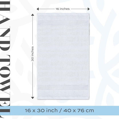 Asciugamano in cotone di lusso classico bianco 16x30 - Set di 6