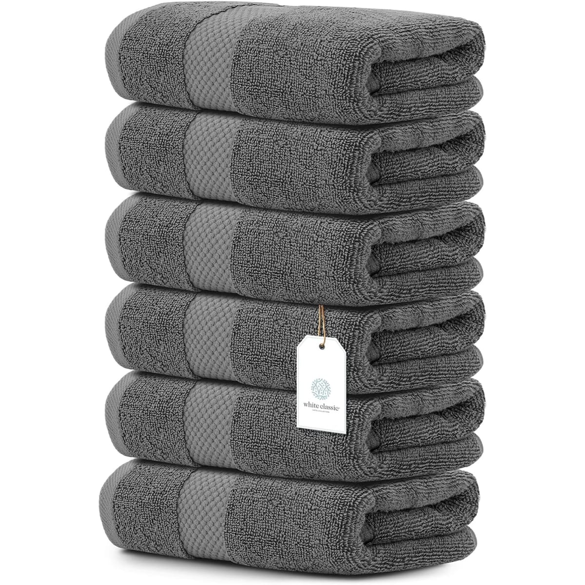 Asciugamano in cotone di lusso classico bianco 16x30 - Set di 6