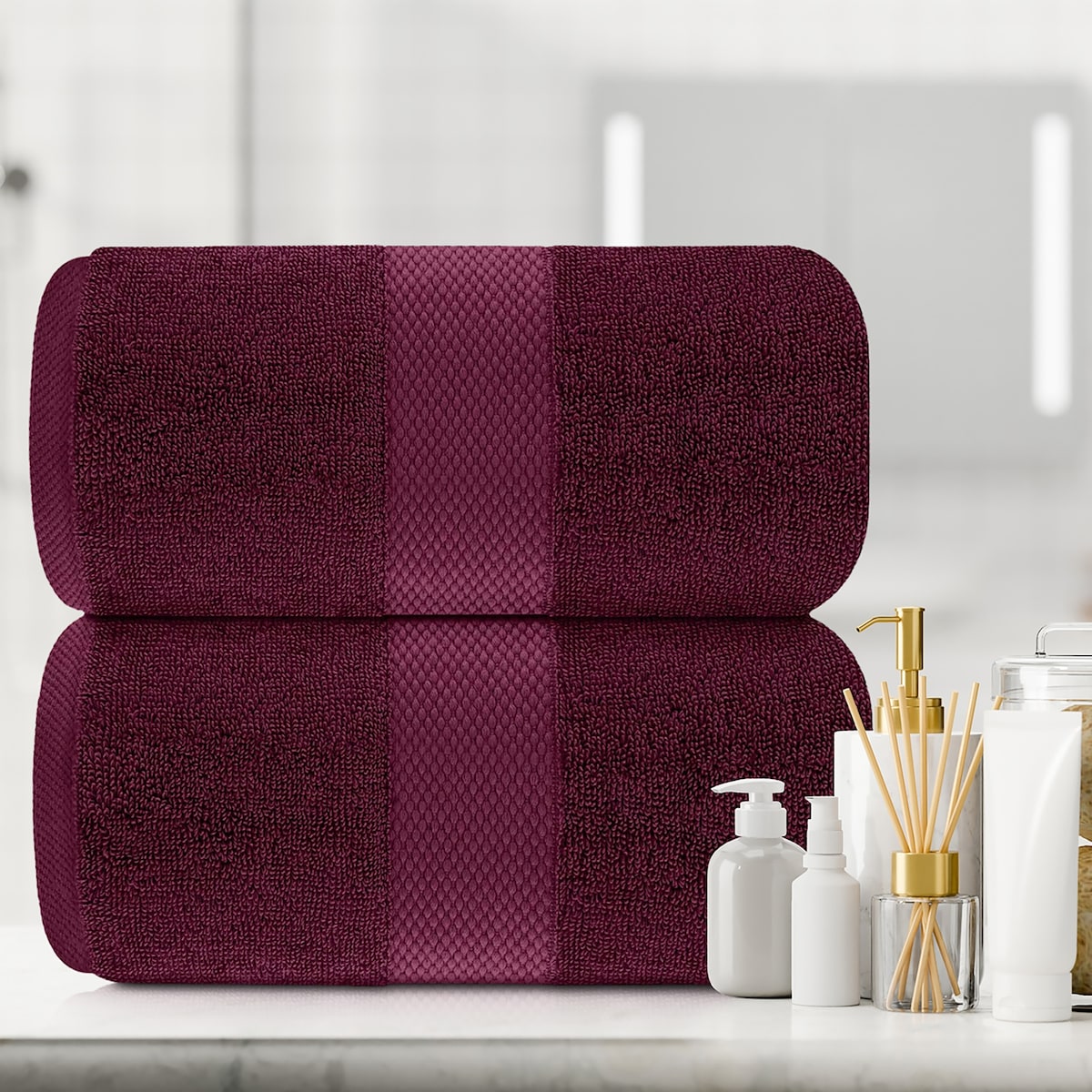 Asciugamano da bagno oversize in cotone di lusso classico bianco 35x70 - Set di 2