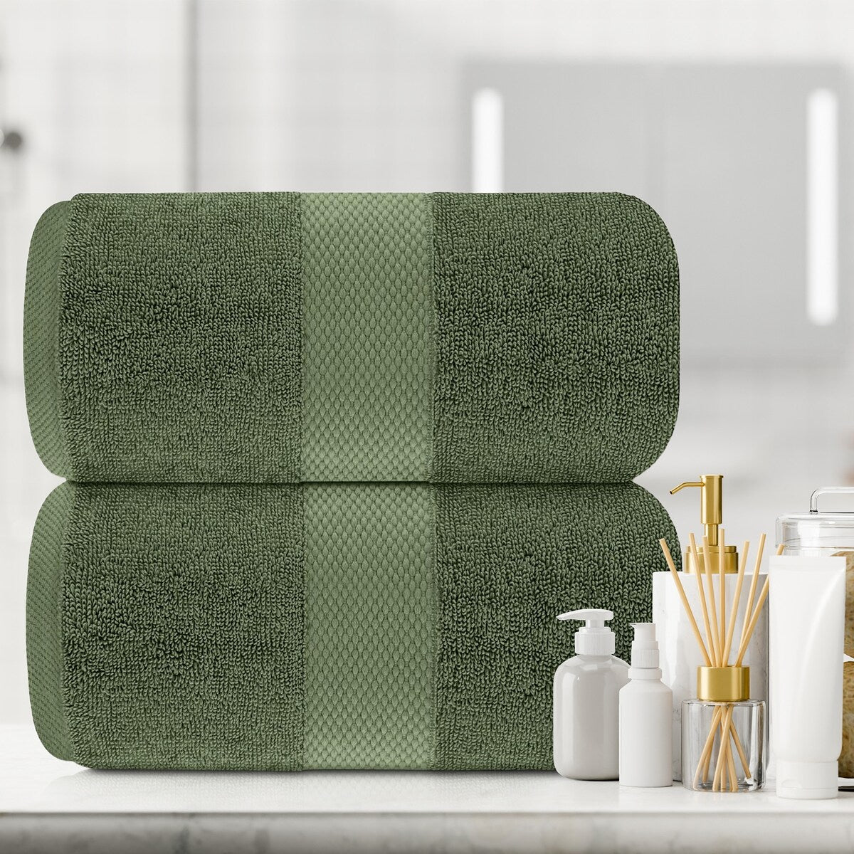 Asciugamano da bagno oversize in cotone di lusso classico bianco 35x70 - Set di 2