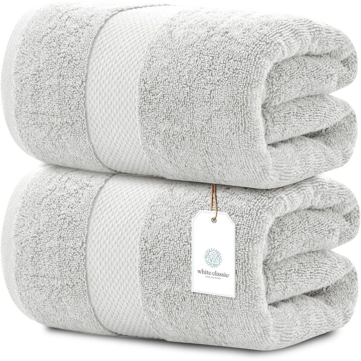 Asciugamano da bagno oversize in cotone di lusso classico bianco 35x70 - Set di 2