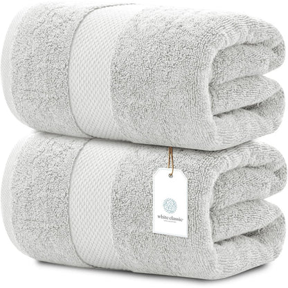 Asciugamano da bagno oversize in cotone di lusso classico bianco 35x70 - Set di 2