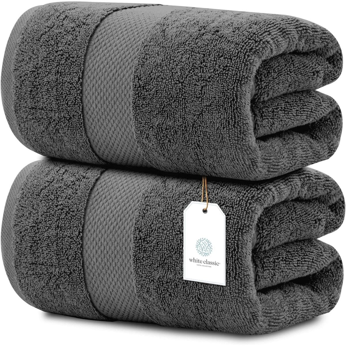 Asciugamano da bagno oversize in cotone di lusso classico bianco 35x70 - Set di 2