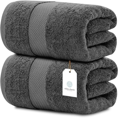 Asciugamano da bagno oversize in cotone di lusso classico bianco 35x70 - Set di 2