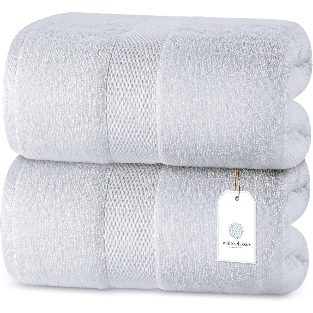 Asciugamano da bagno oversize in cotone di lusso classico bianco 35x70 - Set di 2