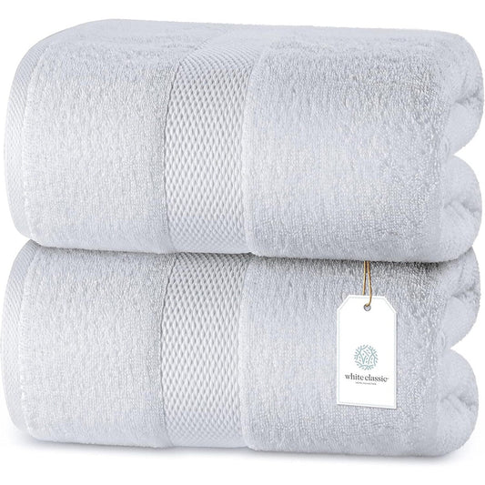 Asciugamano da bagno oversize in cotone di lusso classico bianco 35x70 - Set di 2