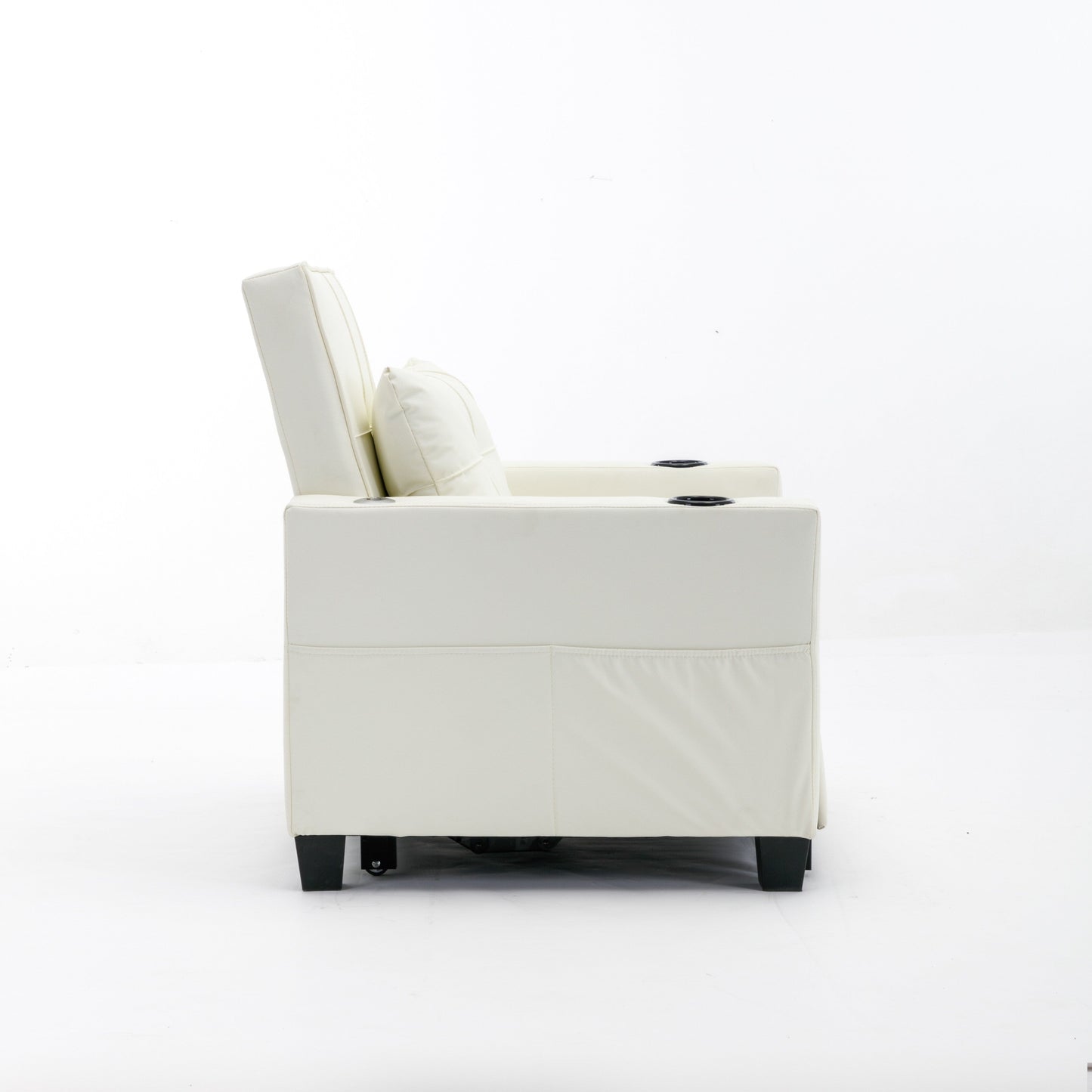 Divano letto convertibile in similpelle bianca con porte USB
