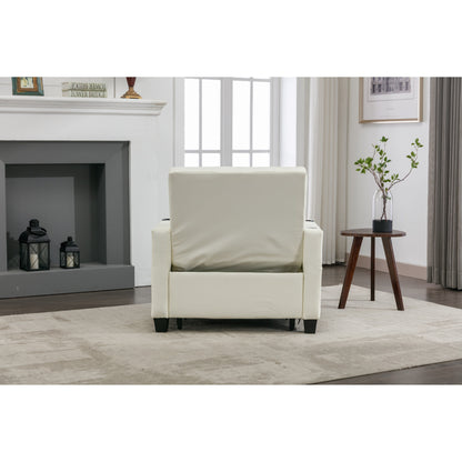 Divano letto convertibile in similpelle bianca con porte USB