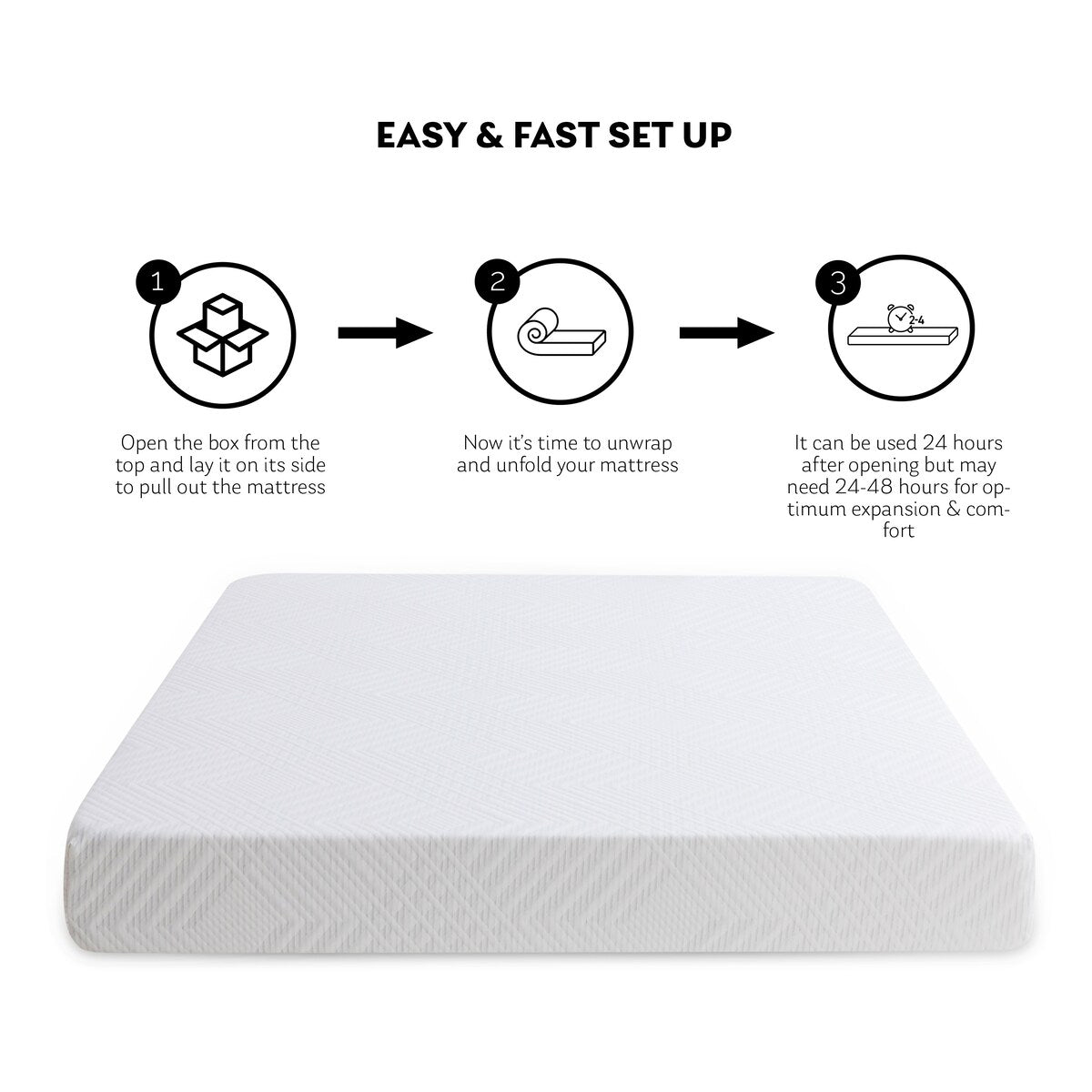 Materasso in memory foam gel bianco da 8 pollici, misura standard