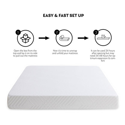 Materasso in memory foam gel bianco da 8 pollici, misura standard