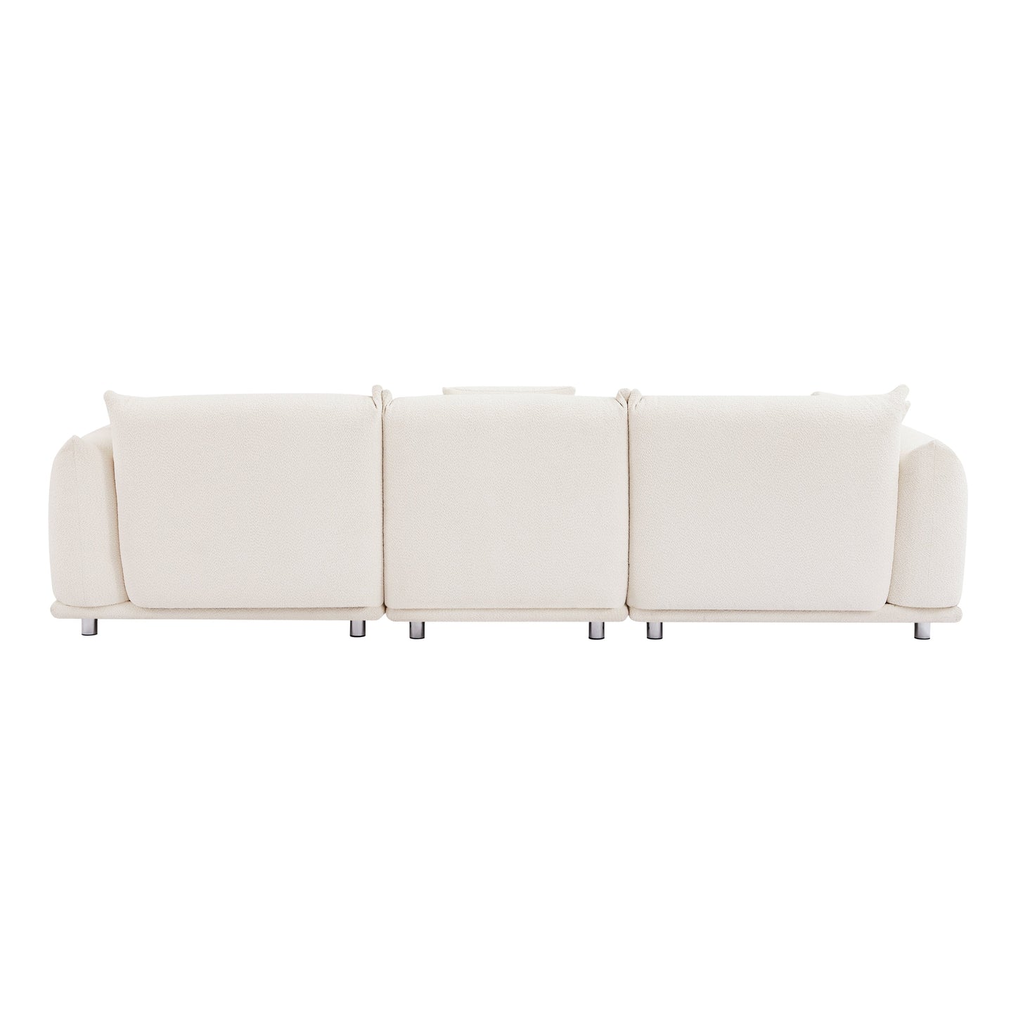 Divano oversize bianco moderno 111 a 3 posti con gambe in metallo e struttura in legno massello per soggiorno