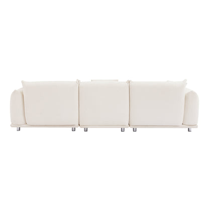 Divano oversize bianco moderno 111 a 3 posti con gambe in metallo e struttura in legno massello per soggiorno