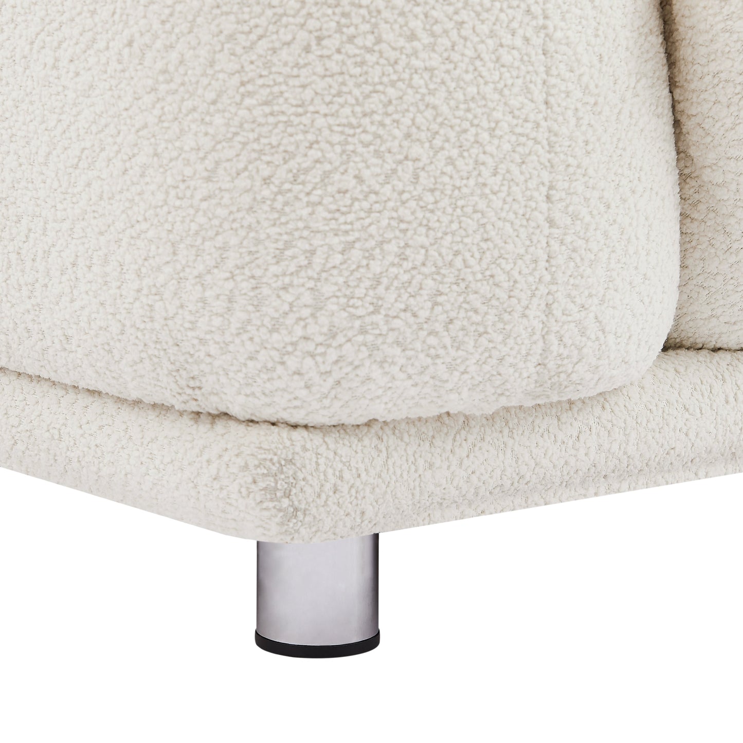 Divano oversize bianco moderno 111 a 3 posti con gambe in metallo e struttura in legno massello per soggiorno