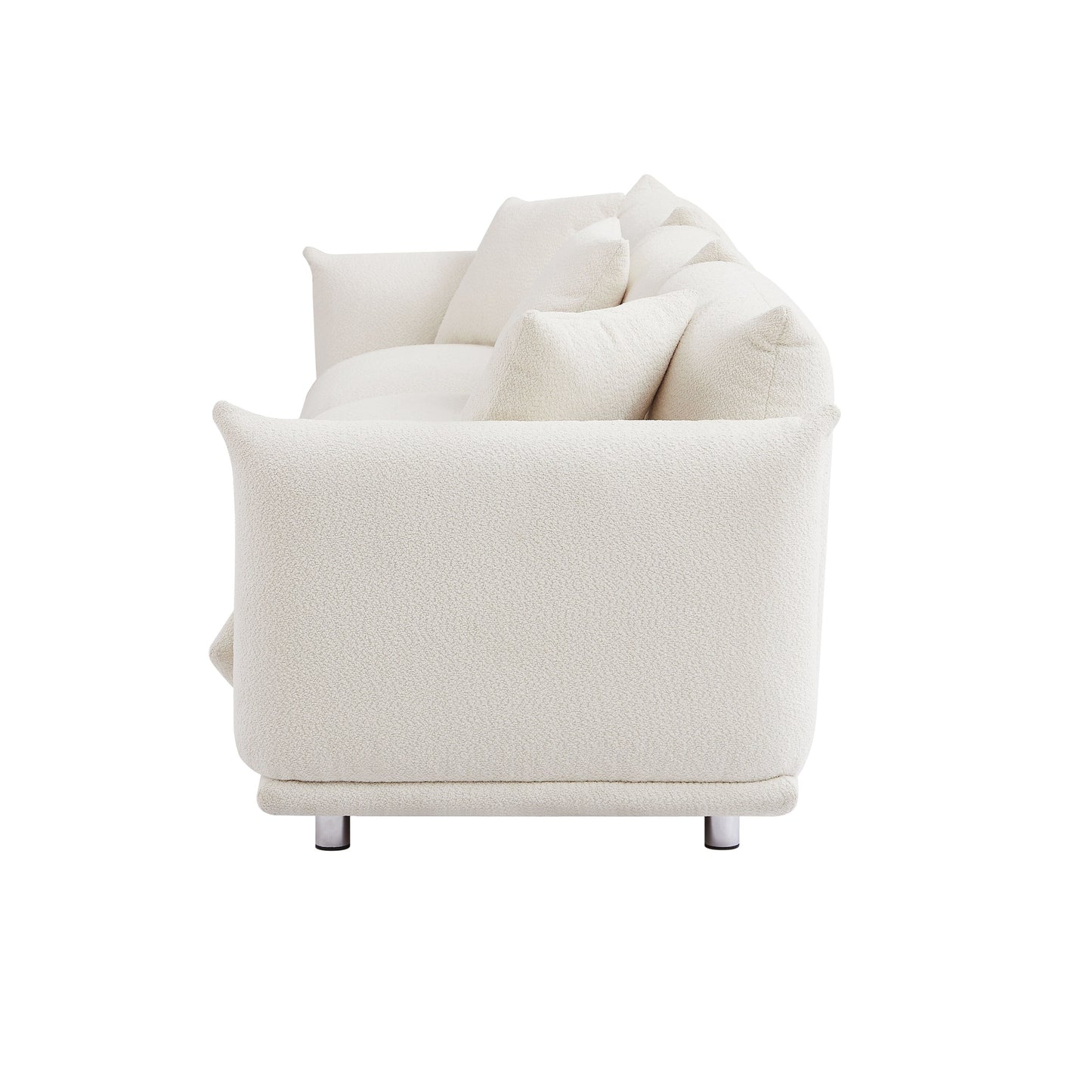 Divano oversize bianco moderno 111 a 3 posti con gambe in metallo e struttura in legno massello per soggiorno