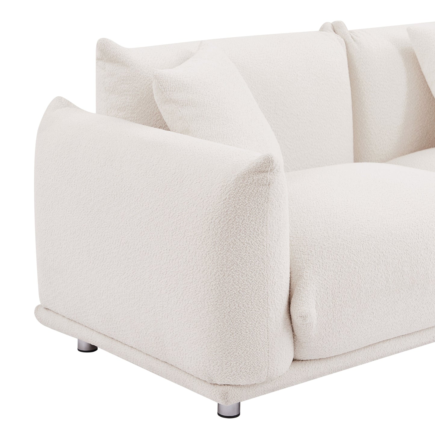 Divano oversize bianco moderno 111 a 3 posti con gambe in metallo e struttura in legno massello per soggiorno