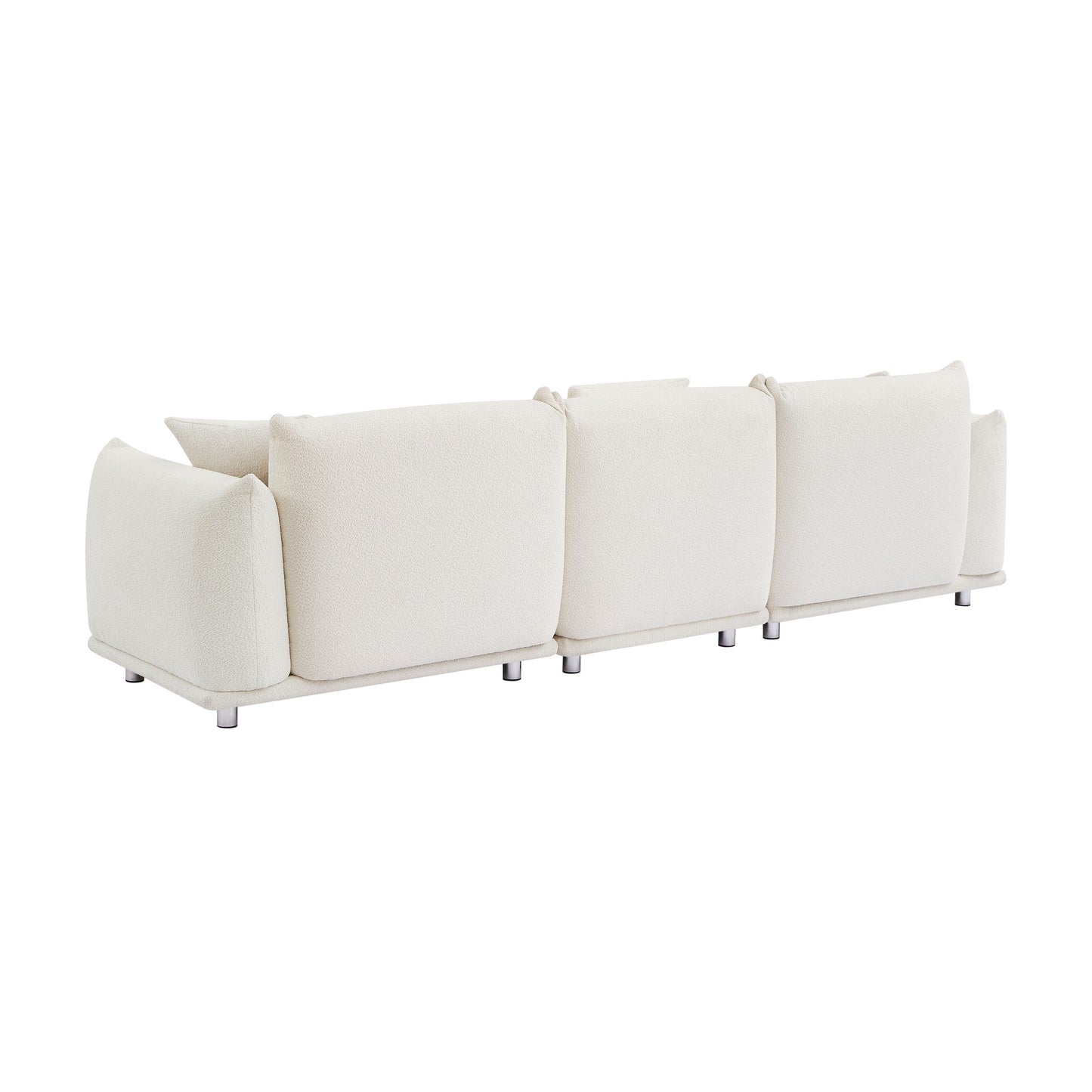Divano oversize bianco moderno 111 a 3 posti con gambe in metallo e struttura in legno massello per soggiorno