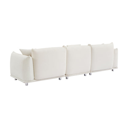 Divano oversize bianco moderno 111 a 3 posti con gambe in metallo e struttura in legno massello per soggiorno