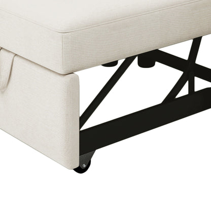 Divano letto singolo convertibile 3 in 1 in lino bianco moderno da 34 pollici con schienale regolabile per soggiorno