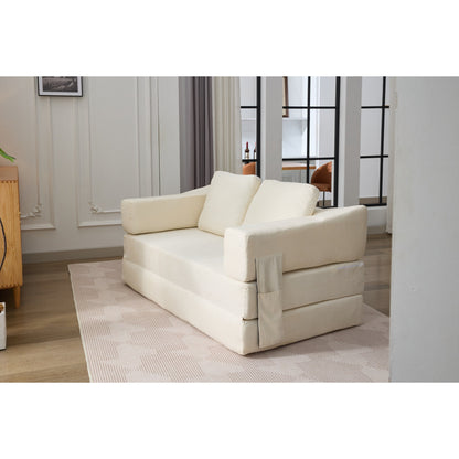 Divano letto trasformabile in ciniglia, moderno e minimalista, bianco, 70,87, con schienale rimovibile per soggiorno