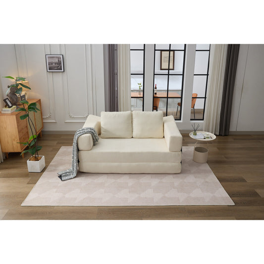 Divano letto trasformabile in ciniglia, moderno e minimalista, bianco, 70,87, con schienale rimovibile per soggiorno