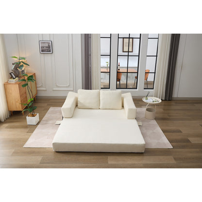 Divano letto trasformabile in ciniglia, moderno e minimalista, bianco, 70,87, con schienale rimovibile per soggiorno