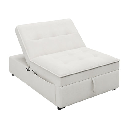 Divano letto bianco multifunzione 72,5 4 in 1 in lino con tasca portaoggetti e porta USB per soggiorno