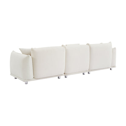 Divano bianco oversize a 3 posti con gambe in metallo