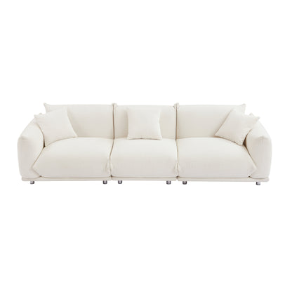 Divano bianco oversize a 3 posti con gambe in metallo