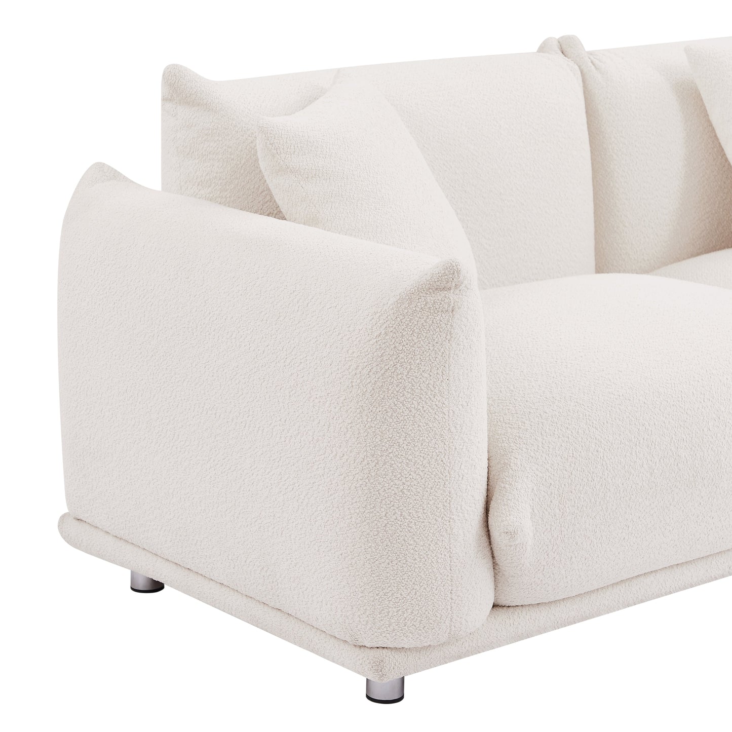 Divano bianco oversize a 3 posti con gambe in metallo