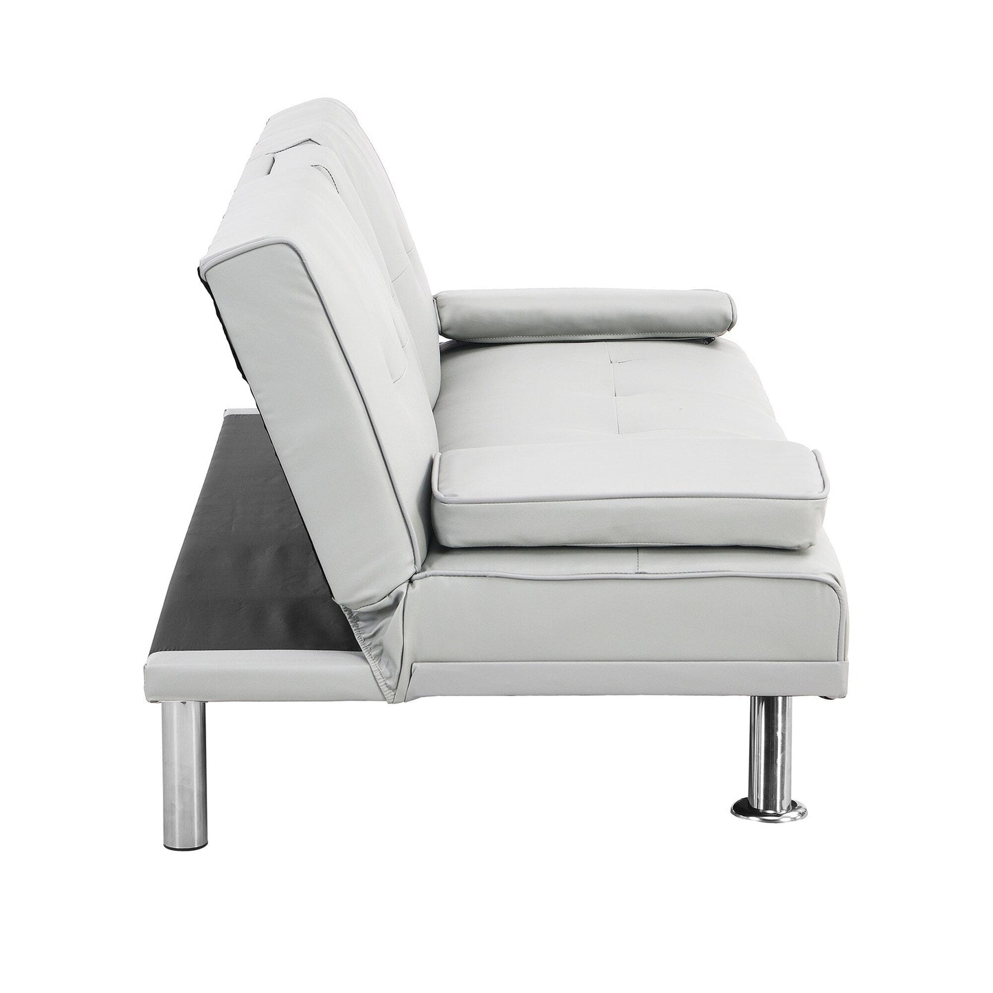 Divano letto a due posti in PVC bianco con struttura in legno